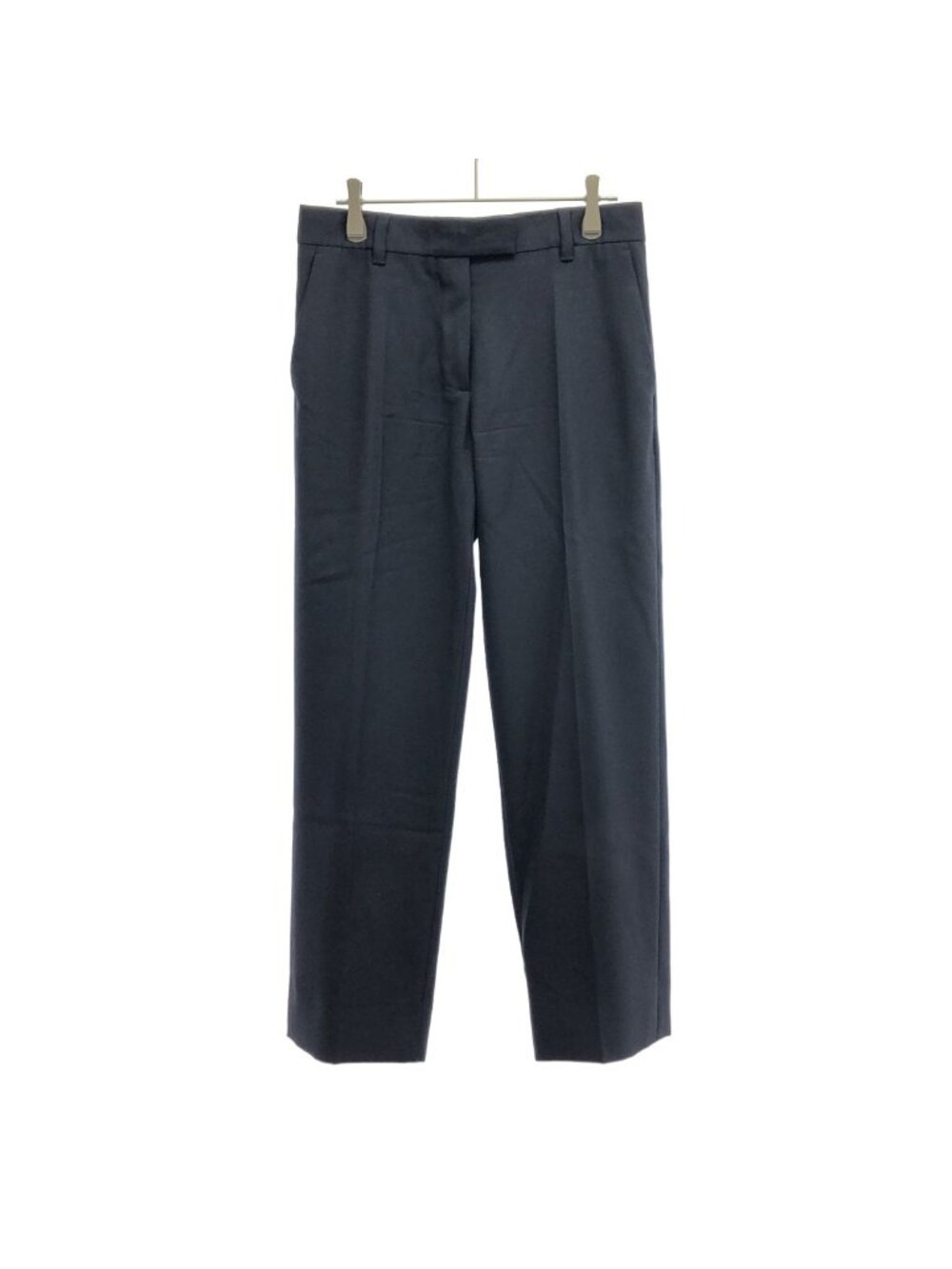Miu Miu Logo Embroidered Straight Gabardine Pants Navy 36